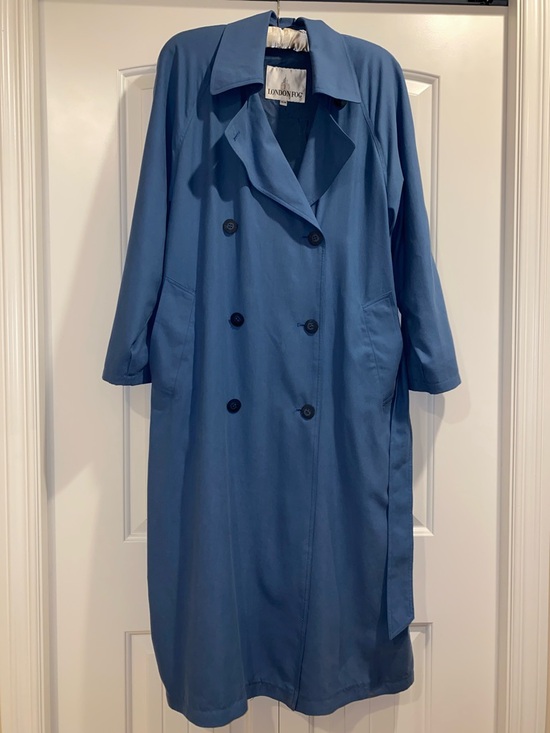 London Fog Light Blue Trench Coat - Picture 3 of 12